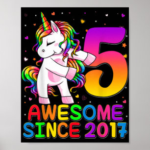 Póster Unicornio de 5 años de edad Chica Unificado