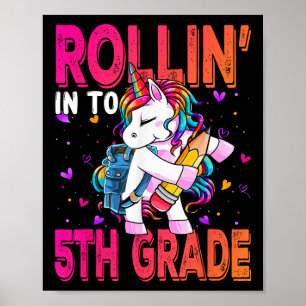 Póster Unicornio de 5to Grado Regreso a la Escuela Primer