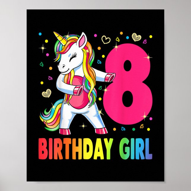 Póster Unicornio de 8 años de edad Chica (Frente)