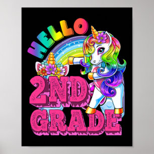 Póster Unicornio de hilo dental de segundo grado, hola ni