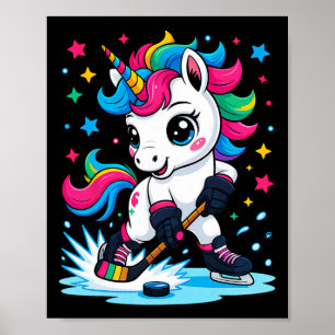 Póster Unicornio de Hockey sobre Hielo Kawaii