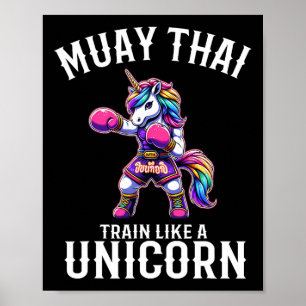 Póster Unicornio de Muay Thai divertido - Kickboxing y un