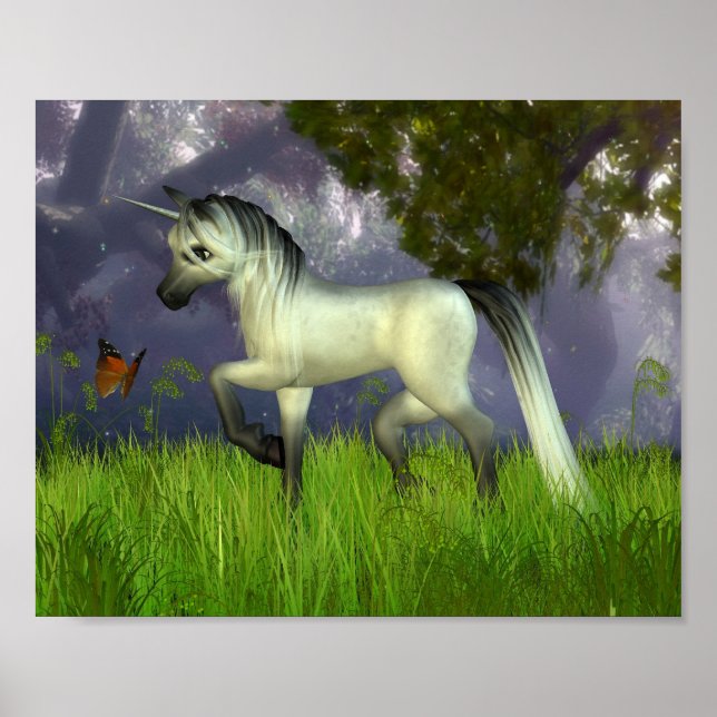 Póster Unicornio de tocino con fondo de bosque (Frente)