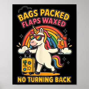 Póster Unicornio de vacaciones divertido e inapropiado co