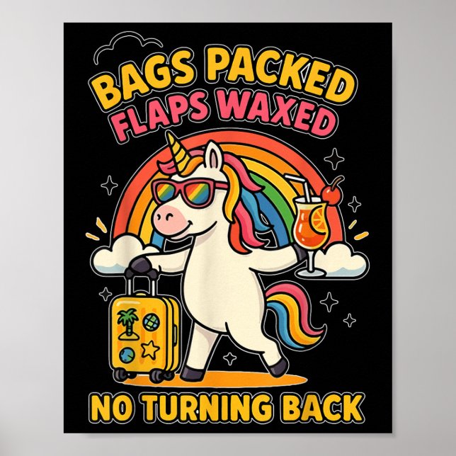 Póster Unicornio de vacaciones divertido e inapropiado co (Frente)
