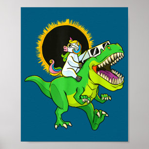 Póster Unicornio Divertido de Eclipse Solar montando a Re