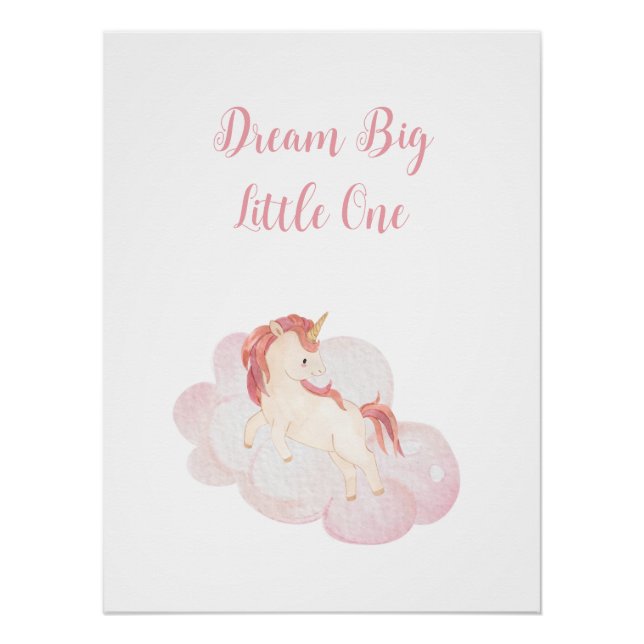Póster Unicornio "Dream Big Little One" (Anverso)