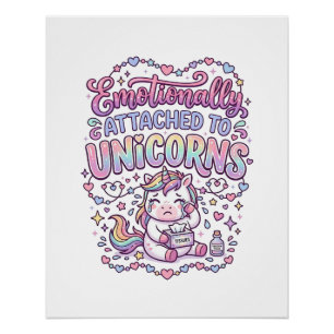 Póster Unicornio Emocionalmente Apegado a Unicornios Orig
