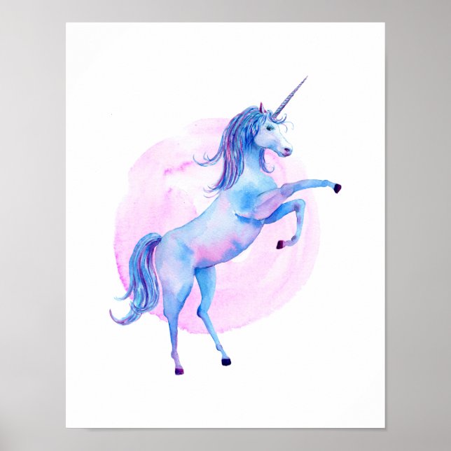 Póster Unicornio en acuarelas (Frente)