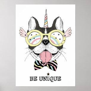Póster Unicornio en Bulldog francés