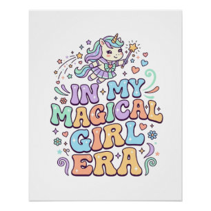 Póster Unicornio En Mi Era De Chica Mágica Kawaii Pegatin