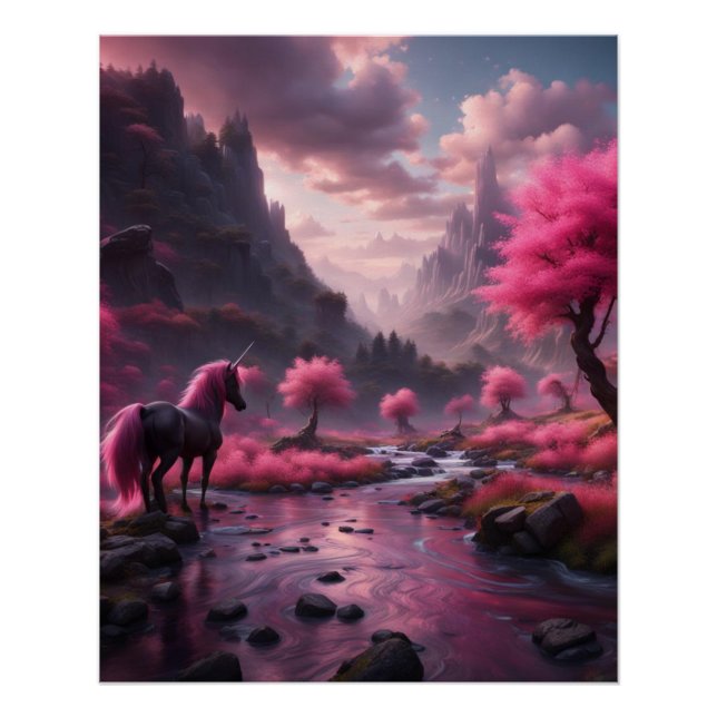Póster Unicornio en rosa (Anverso)