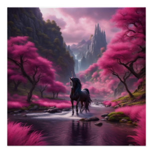 Póster Unicornio en rosa