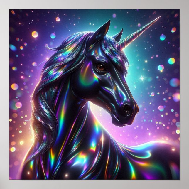 Póster Unicornio en un fondo mágico (Frente)