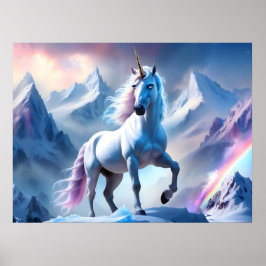 Póster Unicornio encantado en un Poster nevado
