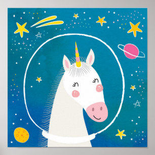 Póster Unicornio espacial