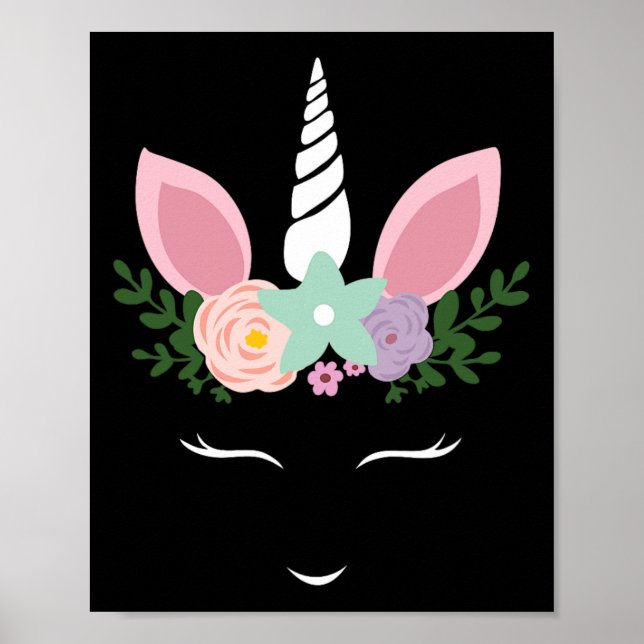 Póster Unicornio Face Eyelashes Disfraz De Halloween Con  (Frente)