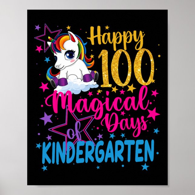 Póster Unicornio Feliz 100 Mágicos Días De Más Amor (Frente)