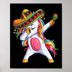 Póster Unicornio haciendo Dabbing Cinco De Mayo Niñas Muj