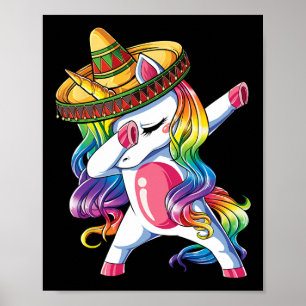 Póster Unicornio haciendo dabbing divertido Cinco De Mayo