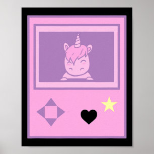 Póster Unicornio Jugador Kawaii de Anime al Estilo Manga 