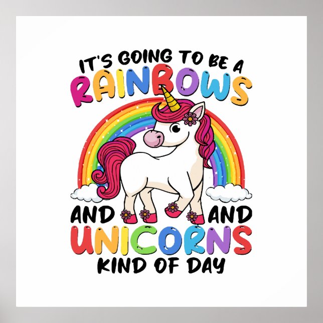 Póster Unicornio Lindo Arcoíris Divertido (Frente)