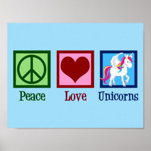 Póster Unicornio Lindo Paz Amor Unicornios