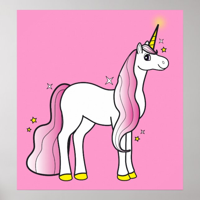 Póster Unicornio mágico con Mano rosa y cola (Frente)