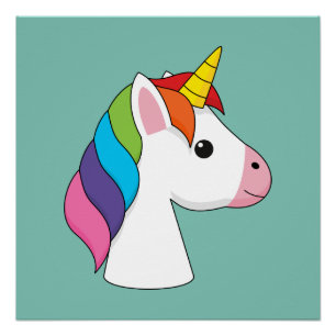 Póster Unicornio mágico lindo con el pelo colorido