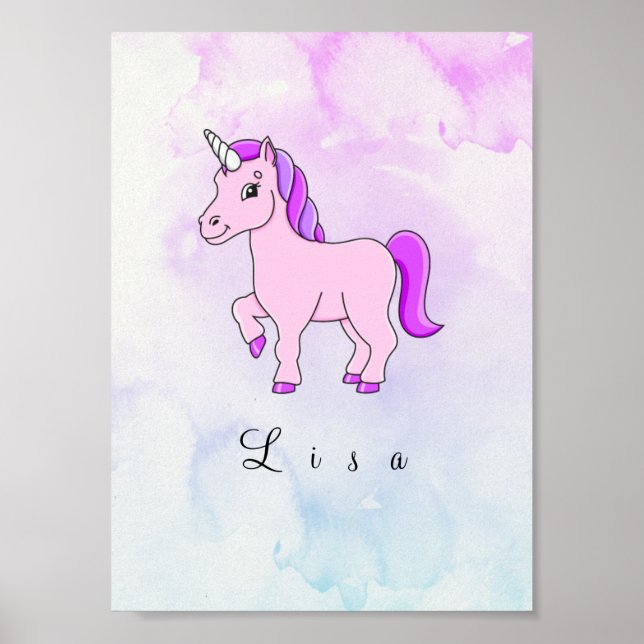 Póster unicornio morado (Frente)