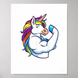 Póster Unicornio Musculoso - Cuerpo de Fitness Mágico Div