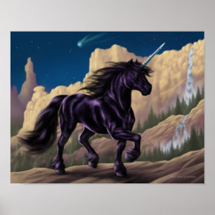 Póster Unicornio negro
