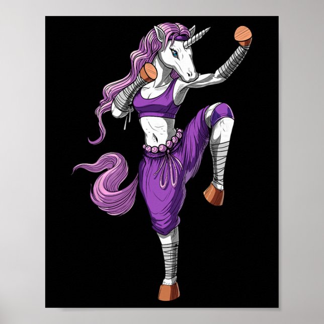 Póster Unicornio Ninja Karate Kickboxing Muay Thai Artes  (Frente)