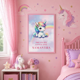 Póster Unicornio Pastel Brillante Cumpleaños Mágico Día N