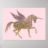 Unicornio Pegaso Caballo Brillante Destello Dorado