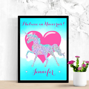 Póster Unicornio Personalizado con Brillo Mágico
