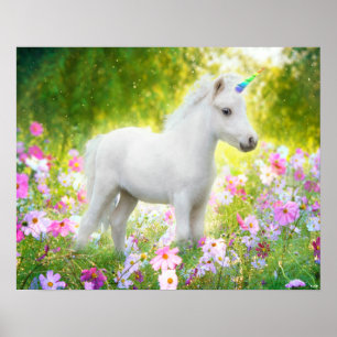 Póster Unicornio Poni Blanco