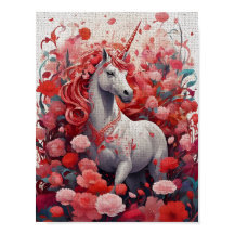 Unicornio Rosa y Paisaje de Sueños de Peonías Fant