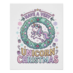 Póster Unicornio Tiene una Navidad muy Unicornio Tipograf