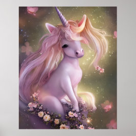 Póster Unicornio, un bebé rosa adorable