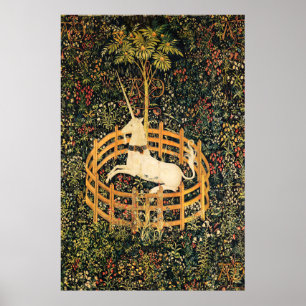 PÓSTER UNICORNIO Y FLORES GÓTICAS DE LA FANTASÍA, ADORNOS