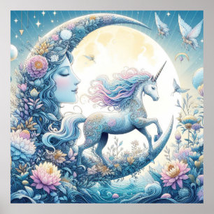 Póster Unicornio Y La Luna