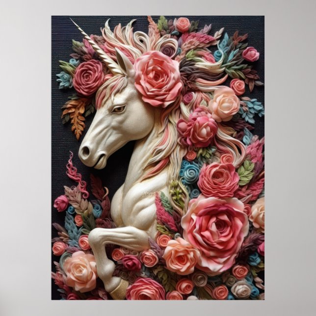 Póster Unicornio y Rosas (Frente)