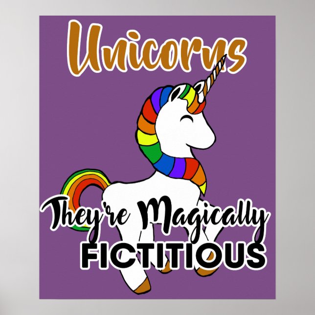 Póster Unicornios Mágicamente Ficticios Divertidos (Frente)
