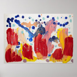 Póster Unicornios rosados ondulados bailando en arco iris