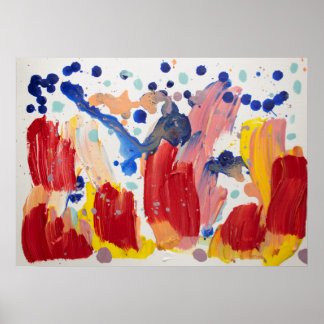 Póster Unicornios rosados ondulados bailando en arco iris