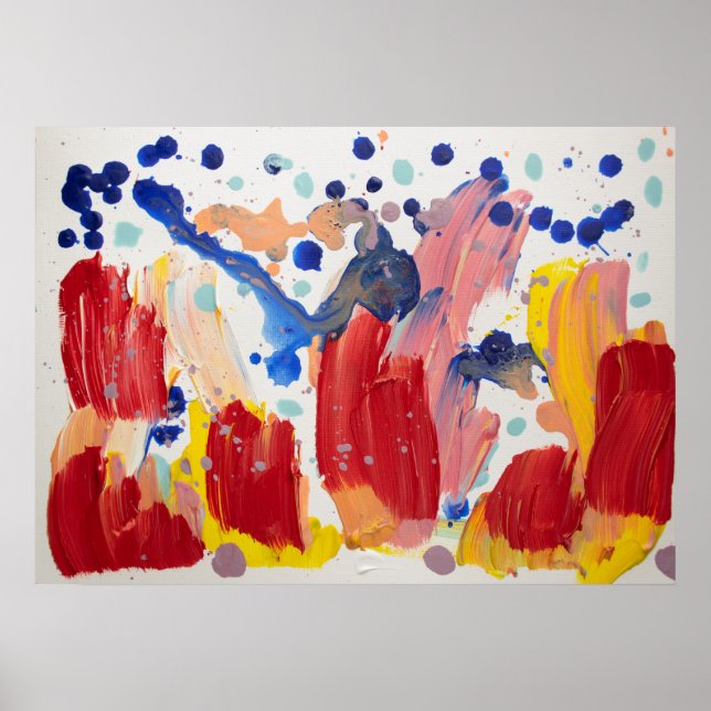 Póster Unicornios rosados ondulados bailando en arco iris (Frente)