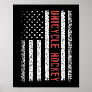Póster Unicycle Hockey American Flag 4th Of July Women Me