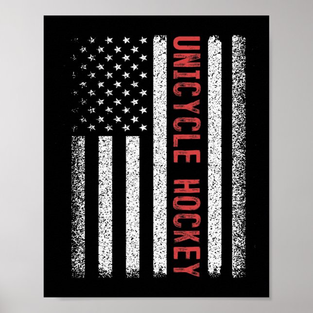 Póster Unicycle Hockey American Flag 4th Of July Women Me (Frente)