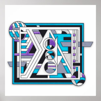 Póster Unidad 124 - Diseño geométrico retro-futurista